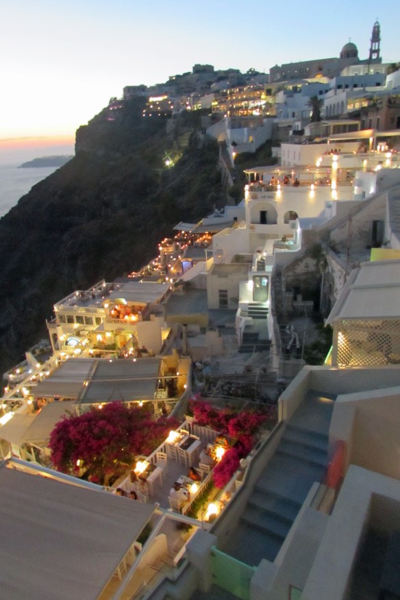The magic of Fira at sunset. Santorini, July 2016