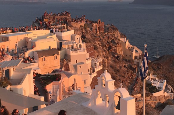 Every available spot is taken, Oia, July 2016