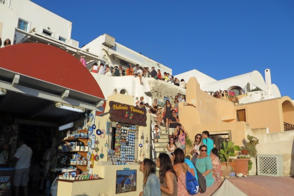 Jockeying for position to view the sunset, Oia, July 2016